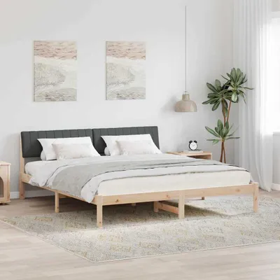 Immagine prodotto di Maison Exclusive - Letto marrone e grigio scuro 180 x 200 cm in legno massello di pino