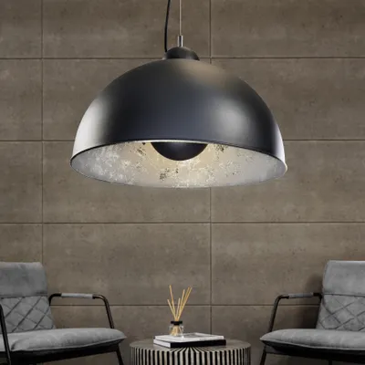 Produktbild von riess-ambiente Industrial Design Hängelampe STUDIO 55m schwarz Blattsilber-Optik Hängeleuchte Hängeleuchte Lampe Leuchte Deckenlampe
