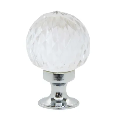 1 Massiver Glas Möbelknopf, Möbelknopf, Knauf 40 mm auf Chrome-Sockel #0471
