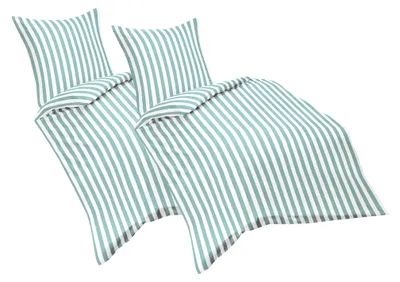 Produktbild von JACK by Fleuresse 135x200cm 4tlg. Renforcé Bettwäsche Streifen Türkis Beige Türkis