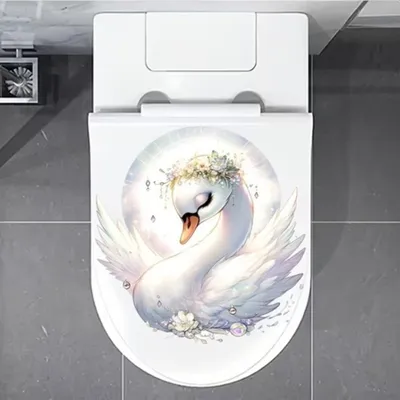Produktbild von GKA WC-Deckel Aufkleber Tiere Toilettendeckel Tattoo selbstklebend Toilette - Schwan