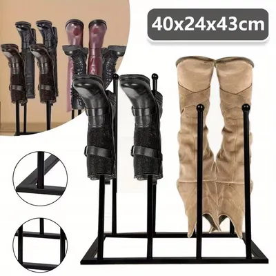 Zdjęcie produktu dla Metalowa, stojąca półka na buty na 4 pary - wolnostojąca półka na buty, rozkładana do szafy, do przedpokoju, do sypialni, kolor czarny