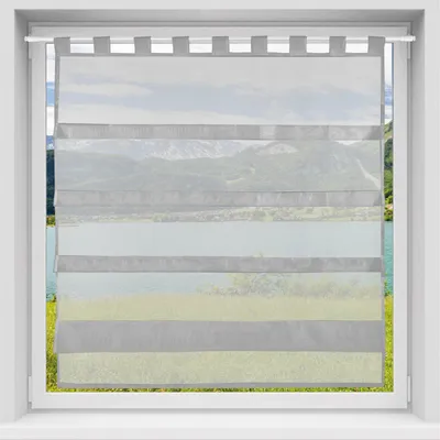 Imagen del producto de Bistrogardine Grau 90x110 cm – Cortina enrollable celeste con ojales, aspecto plisado, tela de poliéster, ideal para proteger la privacidad en la cocina y las ventanas