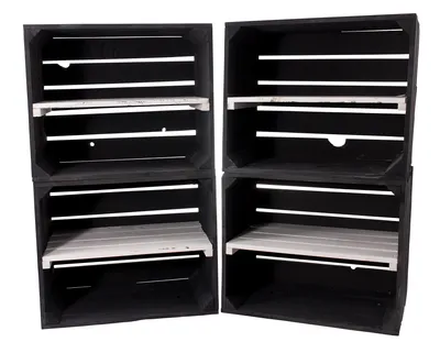 Produktbild von 6x SCHWARZ WEIßES Regal / NEU / 50x40x30 cm / Holzkiste als Deko oder Stauraum