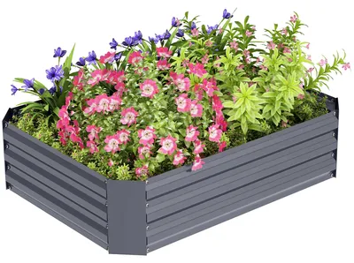 Productafbeelding van Outsunny verhoogde plantenbak van staal, geschikt voor zaaien, tuinieren, bloemen en groenten