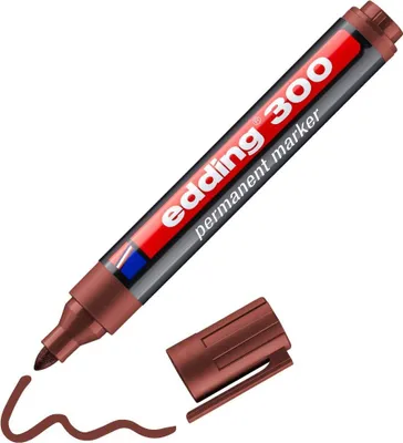 Produktbild von edding 300 Permanentmarker - braun - 1 Stift - Rundspitze 1,5-3 mm - wasserfest, schnell-trocknend - wischfest - für Karton, Kunststoff, Glas, Holz, Metall, Glas