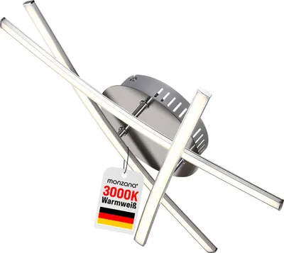 Produktbild von MONZANA® LED Deckenlampe 3 Flammig 15W Matt Warmweiß Montagematerial Wohnzimmer Schlafzimmer Büro Flur Küche Decke Lampe Leuchte Deckenleuchte Silber