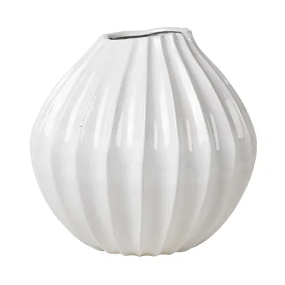 Image de Vase Broste Copenhagen, modèle Wide XL, en céramique, couleur ivoire