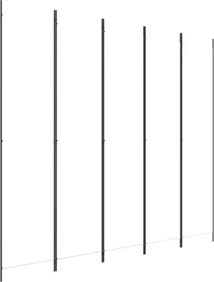 A series of tall, slender poles are arranged in a line against a white background.