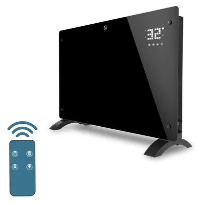 Produktbild von ISOISL Elektroheizung 2500W Schwarz Glasheizung mit WiFi App & Fernbedienung, 24h Timer, Thermostat, IP24, Wand- & Standmontage