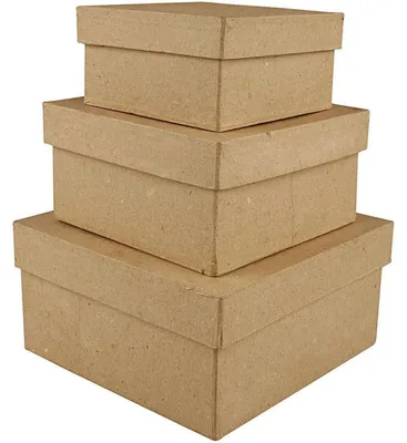 Produktbild von Pappschachtel-Set, Viereckig, H 5+6+7,5 cm, Größe 10+12,5+15 cm, 3 Stk/ 1 Set [HOB-263720]