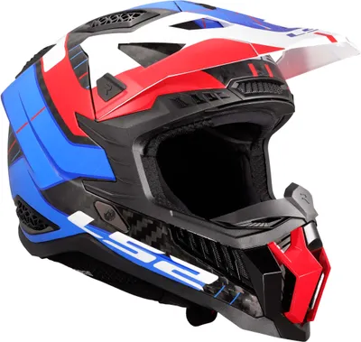 Produktbild von Motocross-Helm LS2 MX703 X-FORCE CARBON Galuo Glänzend Weiß Rot Blau größe XS