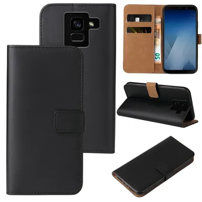Produktbild von Handyhülle für Samsung Galaxy A8 Klapphülle Bookcase Flip Cover Hülle Handy Tasche Etui Farbe: Schwarz
