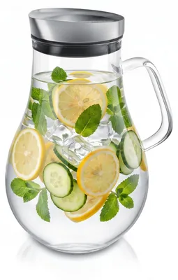 Produktbild von Arendo Glaskaraffe mit Edelstahl Deckel, 2 L, Wasserkaraffe mit Griff, Karaffe, Grobfilter, 2000 ml, Grobfilter, Borosilikatglas, Sieb, hitze- und kältebeständig, BPA-frei