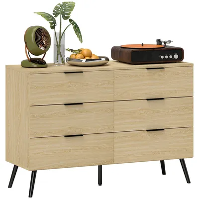 Image de Meuble de rangement - Commode - Table de chevet - Meuble à tiroirs - Rangement - 6 tiroirs - Système anti-basculement - Design imitation bois
