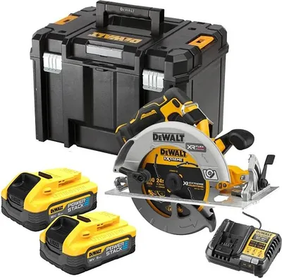 Produktbild von DeWalt Akku-Handkreissäge 18 V (bürstenlos), incl. 2x Akku 5 Ah, Schnellladegerät, Zubehör, TSTAK-Box