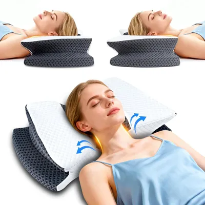 Obrázek produktu pro Ergonomická polštářek pod hlavu z paměťové pěny, rozměry 60x39x11/9 cm