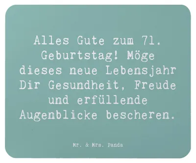 Produktbild von Mr. & Mrs. Panda Mousepad Spruch 71. Geburtstag - Meeresbrise - Geschenk, Mouse Pad, Alter, pc mausunterlage, Mauspad, gummi, Geburtstagsgrüße, Feier, Freude, Jubiläum