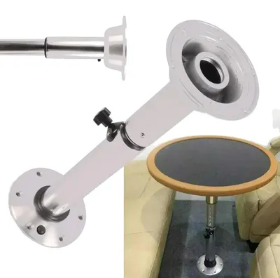 Image de Pied de table, réglable en hauteur de 56 à 72 cm, capacité de charge de 25 kg, diamètre du tube : 60 mm, diamètre du pied : 18 cm, matériau : aluminium