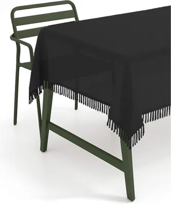 Produktbild von Gartentischdecke Fransen Weichschaum 140 x 180 cm oval - schwarz