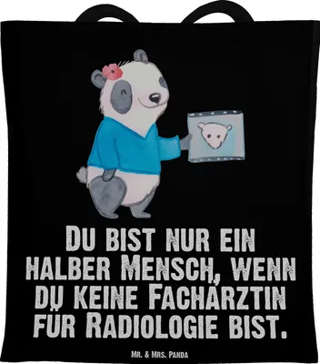 Produktbild von Mr. & Mrs. Panda Shopping Tasche Fachärztin für Radiologie Herz - Schwarz - Geschenk, Tote Bag, Einkaufstüte, Jutebeutel, Tragetasche