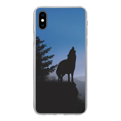 Produktbild von MuchoWow® Handyhülle Schutzhülle Hülle für iPhone Xs Wolf - Bäume - Scherenschnitt Silikon Softcase Handy Hülle - Handytasche