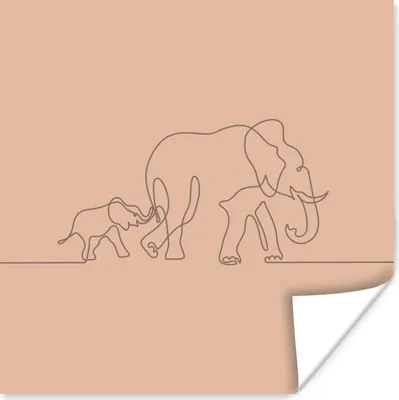 Produktbild von MuchoWow® Poster Elefanten - Minimalismus - Einfach 75x75 cm - Wand Dekoration