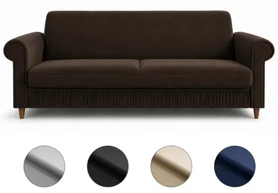 Produktbild von Ares Meble Sofa 3-Sitzer KAREN - Samt Sofa Mit Schlaffunktion, Schlafcouch mit Bettkasten, Relaxsofa Sofa 244x85 cm - Beine Walnußholz - Braun