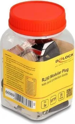 Produktbild von Delock RJ50 Modularer Stecker Cat.5e mit Knickschutztülle 25er Set
