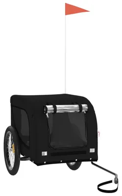 Produktbild von vidaXL Fahrradanhänger Hunde Schwarz Oxford-Gewebe und Eisen