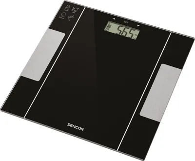 Produktbild von SENCOR SBS 5050BK Osobní fitness váha, skleněný povrch, funkce měření BMI, funkce měření BMR, paměť pro 12 osob, váživost až do 150 kg (rozlišení 100 g), 1 x CR2032 lithiová bat.