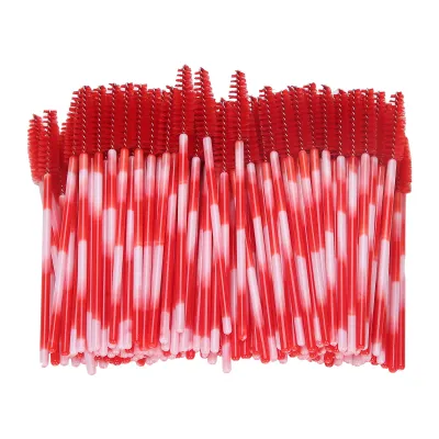 Produktbild von 200 Stück Mascara-Applikatoren, Einweg-Augenbrauenbürsten-Set, Werkzeug für Wimpernverlängerungen, Kosmetik, leuchtend rot
