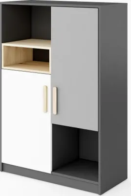 Produktbild von Furniture24 Schrank POK P06, Mehrzweckschrank, Kommode, Highboard mit 2 Türen, für Jugendzimmer und Kinderzimmer