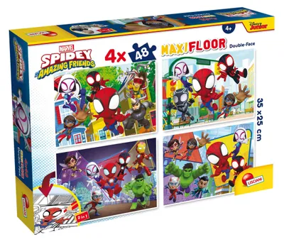 Image de Puzzle double face MaxiFloor - Spidey - LISCIANIGIOCHI - 4 x 48 pièces - À partir de 4 ans