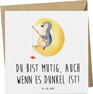 Produktbild von Mr. & Mrs. Panda Glückwunschkarte Angst vor Dunkelheit überwinden - Weiß - Geschenk, Vertrauem, Klappkarte, anlasskarte, Stärke, Mut schenken, Mutig sein, Grußkarte