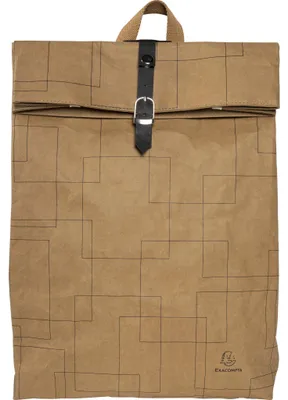 Produktbild von Exacompta 17640E Rucksack 32x44x12cm aus Papier in Lederoptik, Serie Eterneco - Braun geometrische Motive