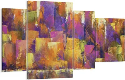 Produktbild von Bild auf Leinwand - Leinwandbild - 4 Teile - Abstraktion Stadt Wolkenkratzer - 120x70cm - Wand Bild - Wanddeko - Wandbilder - Leinwanddruck - Bilder - Wanddekoration - Leinwand bilder - DL120x70-4294
