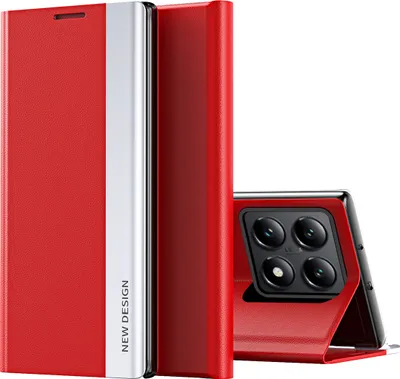 Obrázek produktu pro Pouzdro pro Xiaomi 14T, MagnetickéPolyuretanKožené Pouzdro s Funkcí Stojánku červené
