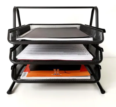 Produktbild von D.RECT 7610 Metall Ablagefächer Stapelbar - Büro Organizer Schreibtisch - Ablage