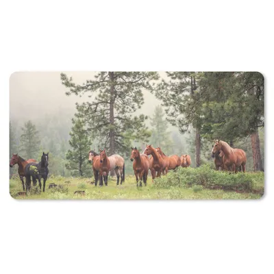Produktbild von MuchoWow® Mauspad Mousepad Pferde - Wald - Nebel 60x30 cm - Mousepads - Maus Mat - Pad - Mausunterlage - Nachhaltig