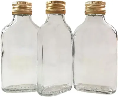 Immagine prodotto di Set di 50 bottiglie di vetro vuote da 100 ml con tappi a vite dorati