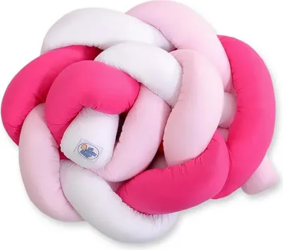 Image de Protection tressée pour lit de bébé en blanc-rose-rose profond 180 cm Knot Pillow