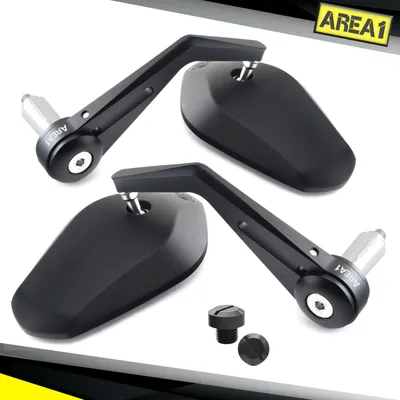 Produktbild von Area1 Premium Motorrad Lenkerendenspiegel E- CNC/Alu Motorrad Rückspiegel Set (Rechts+Links) Kompatibel mit BMW Yamaha Honda Kawasaki KSR LS111