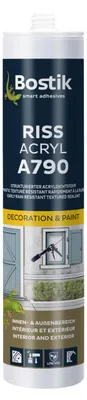Zdjęcie produktu dla Bostik A790 Riss Acryl biały, kartusz 300 ml, jednoskładnikowy uszczelniacz akrylowy o fakturze