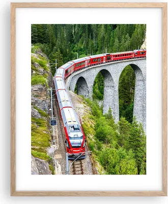 Produktbild von Gerahmtes Poster - Rahmen in heller Eiche - Viadukt Landwasser Zug - 40x50 cm - Wand Bild - Wanddeko - Wandbilder - Kunstposter - Wandposter - Bilderrahmen - Bilder - Kunstdruck - P2NPA40x50-4605