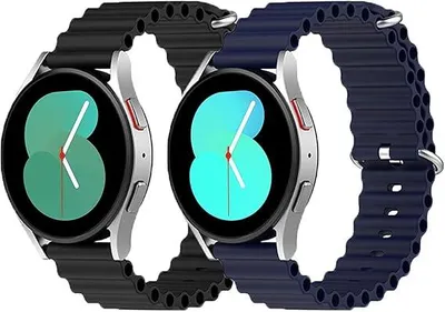 Produktbild von 2x UHRENARMBAND FÜR Samsung Galaxy Watch 5/4/3 SILIKON SCHWARZ BLAU 20mm