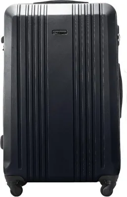 A dark gray suitcase is shown from the front.