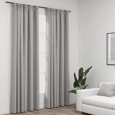 Produktbild von Möbel Verdunkelungsvorhänge Haken Leinenoptik 2 Stk. Grau 140x245 cm - Gardinen & Vorhänge &31270