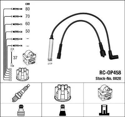 Produktbild von NGK 0828 Zündkabelsatz Zündleitungssatz für OPEL Corsa A CC (S83) Corsa A TR (S83)