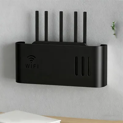 WLAN-Router-Box, Wandhalterung, Kabelmanagement, Schwarz, 31x11x5,5 cm